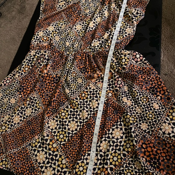 Lauren Conrad Pleated Abstract Mosaic Print Shift Dress XXL, Peachy Orange - Picture 9 of 9